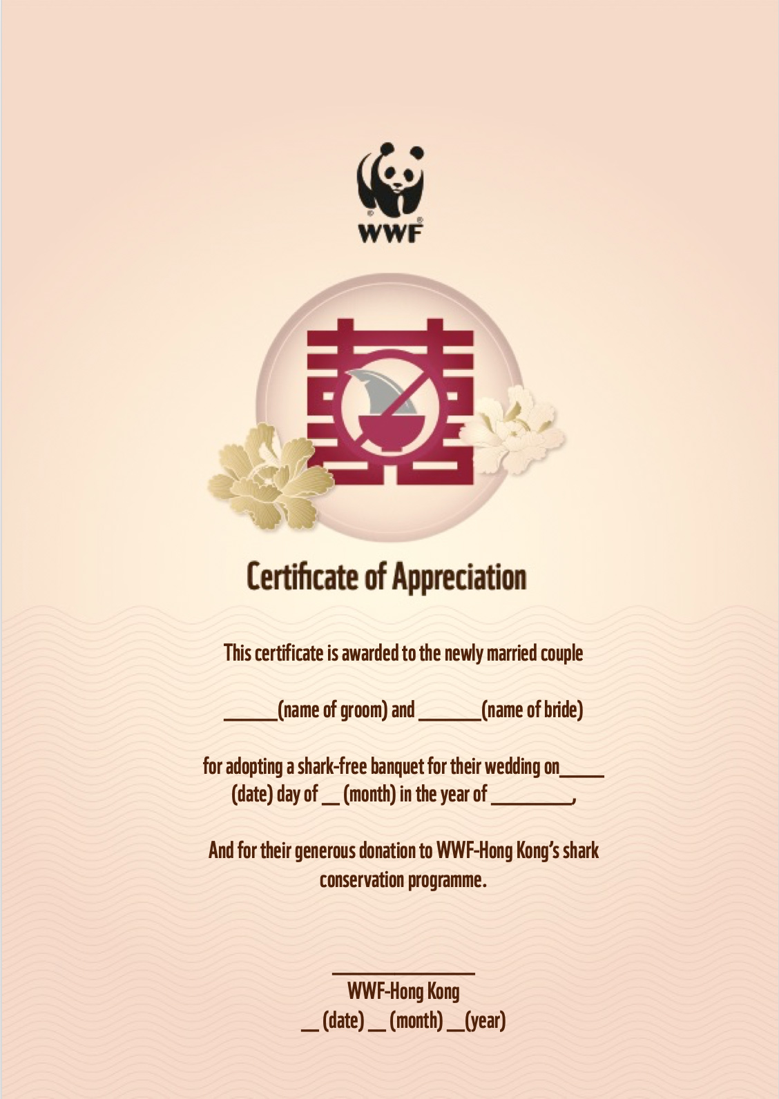 a certificate of appreciation (pdf version, with the wedding